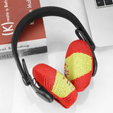 Geekria 2 Pairs Flex Fabric Headphones Ear Covers - Product Safety Certified - Washable & Stretchable Earcup Protectors for Over-Ear Headsets, Sweat Pads for Gym, Gaming (M / Spanish Flag)