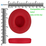 Geekria Replacement Ear Pads Compatible with Beats Solo 2 Wireless (B0534) (Not Compatible with Beats Solo 2 Wired) On-Ear Headphones Ear Cushions, Repair Parts (Red)