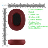 Geekria QuickFit Replacement Ear Pads for Skullcandy CrusherWireless/CrusherEVO/CrusherANC, Hesh3/HeshEVO/HeshANC, Venue ANC Headphones, Repair Parts (Deep Red)