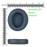 Geekria QuickFit Replacement Ear Pads for Anker Soundcore Life Q30, Soundcore by Anker Life Q35 Headphones Ear Cushions, Repair Parts (Obsidian Blue)