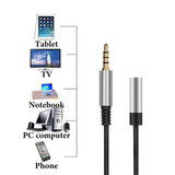 Geekria 3.5mm (1/8'') Male to 3.5mm (1/8'') Female Headphones Plug Adapter, Conversion Audio Plug, Braided Nylon Cord Compatible with Tablet, Laptop, Computer, Projector, PC (12ft/360cm)