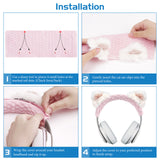 Geekria NOVA Knit Fabric Headband Pad and Cat Ears Compatible with Bose QC35 II, ATH-M50x, Beats Studio Pro, SONY WH-1000XM6 Headphone, Headband Cover Protector (Pink)