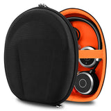 Geekria Shield Headphones Case for Lay Flat On-Ear Headphones, Replacement Hard Shell Travel Carrying Bag with Cable Storage, Compatible with Mpow, Shure, Sennheiser Headsets (Black)