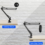 Geekria for Creators Microphone Arm Compatible with Blue Yeti, Yeti X, Yeti Pro, Snowball ICE, G Yeti GX, Mic Boom Arm with Table Flange Mount Adapter, Suspension Stand, Desk Mount Holder