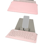 Geekria Compact Keyboard Case, Vegan Leather Travel Case, with Phone and Tablet Holder, Compatible with Logitech K380/Pebble Keys 2 K380s, Magic Keyboard (Pink)