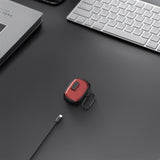 Geekria PC Case Cover Compatible with Google Pixel Buds A True Wireless Earbuds, Earphones Skin Cover, Protective Carrying Case with Keychain Hook, Charging Port Accessible (Black Red)