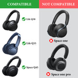 Geekria Shield Headphones Case Compatible with Anker Soundcore Q11i, Life Q20, Life Q30, Space Q45, Replacement Protective Hard Shell Travel Carrying Bag with Cable Storage (Black)