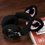 Geekria NOVA Knit Fabric Headband Cover + Cat Ears Attachment Compatible with Razer, SteelSeries, HyperX, Sennheiser, ASTRO, Sony, Logitech, ATH Headphones, Head Cushion Pad Protector (Black/Pink)