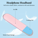 Geekria Short Replacement Medium Hook and Loop Headband Cover + Cooling-Gel Pad Set, Compatible with Skullcandy, Bose, JBL, Sony Headphones Accessory, Easy DIY Installation (Pink)