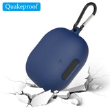 Geekria Silicone Case Cover Compatible with Soundcore by Anker Liberty 4 Pro True Wireless Earbuds, Protective Earphones Skin Cover with Keychain Hook, Charging Port Accessible (Blue)