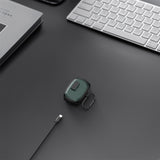 Geekria PC Case Cover Compatible with Google Pixel Buds A True Wireless Earbuds, Earphones Skin Cover, Protective Carrying Case with Keychain Hook, Charging Port Accessible (Black Green)
