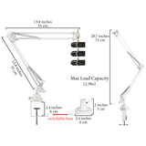 Geekria for Creators Microphone Arm Compatible with Fifine K669, K670, K678, AmpliGame A6T, A8 Mic Boom Arm with Tabletop Flange Mount, Suspension Stand, Mic Scissor Arm, Desk Mount Holder (White)