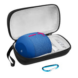 Geekria Shield Speaker Case Compatible with Ultimate Ears Wonderboom 3/2, Replacement Hard Shell Portable Speaker Protective Carrying Bag with Keychain Hook (Black)