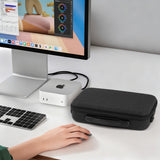 Geekria Desktop Computer Hard Travel Case, Compatible with Apple 2024 Mac Mini M4 / Mac Mini Pro, Fit for Magic Keyboard, Mouse, Trackpad and Accessories (Dark Gray)