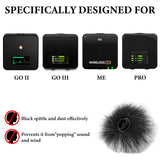 Geekria for Creators Furry Windscreen Compatible with Rode Wireless GO Gen 3 III, GO 2, PRO, ME Mic DeadCat Wind Cover Muff, Fluff Cover Windshield, Wind Noise Reduction (Grey / 2 Pack)