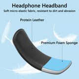 Geekria Short Replacement Medium Hook and Loop Headband Cover + Protein Leather Pad Set, Compatible with Skullcandy, Bose, JBL, Sony Headphones Accessory, Easy DIY Installation (Black)