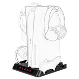 Geekria Charging Station Compatible with Sony PlayStation VR2, PS5, Dual Gamepad Show Case Gaming Accessories with Host Cooling Fan (Black)
