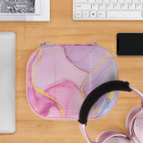 Geekria NOVA Headphones Case Compatible with Bose QC Ultra II, QC Ultra, QuietComfort 35 II, QC45, QC25, QCSE, Replacement Hard Shell Travel Carrying Bag with Cable Storage (Pink Marble)