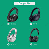 Geekria Audio Cable Compatible with Bose Headphones 700, QuietComfort Ultra, QC45, QC35II, QC35, QC25 Headphones, 2.5mm Braided Nylon Replacement Stereo Cord (4ft / 1.2m)