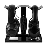 Geekria Acrylic Dual Headphones Stand for On-Ear Headphones, Gaming Headset Holder, Desk Display Hanger Compatible with AKG K845, Sony WH-1000XM4, Sennheiser, JBL (Black)
