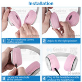 Geekria 2 Pairs Knit Headphones Ear Covers - Product Safety Certified - Washable & Stretchable Sanitary Earcup Protectors for On-Ear Headsets, Sweat Pads for Gym, Meeting (Size S / Pink)