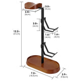 Geekria 2-in-1 Headphone Stand with Controller Holder for Gaming Desk Setup, Walnut Wood & Aluminum Headset Stand, Desktop Organizer for PS5 PS4 Xbox Switch Controllers & Over-Ear Headphones