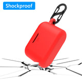 Geekria Silicone Case Cover Compatible with Beyerdynamic Free BYRD True Wireless Earbuds, Earphones Skin Cover, Protective Carrying Case with Keychain Hook, Charging Port Accessible (Red)