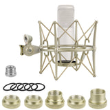 Geekria for Creators Microphone Shock Mount Compatible with Rode NT1-A, NT2-A, NT1000, NT2000, NTK, Procaster, K2, Mic Anti-Vibration Suspension Adapter Clamp Mic Holder Clip (Champagne / Metal)