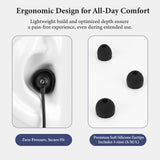 Geekria Sleep Earbuds for Side Sleepers, Wired Noise Isolating Earplugs with Mic & Volume Control, Ultra Mini Lightweight Aluminum Earphones, 3.5mm Jack for ASMR, White Noise (Black / 3.9FT)