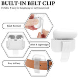 Geekria Earbud Case with Belt Clip, Protective Waist Pouch Compatible with Apple AirPods Pro 3, Portable Travel Carrying Holder (White)
