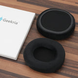 Geekria Comfort Velour Replacement Ear Pads Compatible with ASUS ROG Pelta Headphones Ear Cushions, Headset Earpads, Ear Cups Cover Repair Parts (Black)