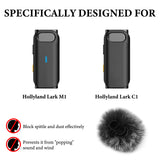 Geekria for Creators Furry Windscreen Compatible with Hollyland Lark M1, Lark C1 Wireless Mic, Mic DeadCat Wind Cover Muff, Fluff Cover Windshield, Wind Noise Reduction (Grey / 2 Pack)