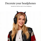 Geekria Devil Horn Headphone Decor, Adhesive Horns for Headband, Gothic Punk Halloween Cosplay Accessory Compatible with Sony, Bose, Beats, Microsoft, Skullcandy Headphones (Black)