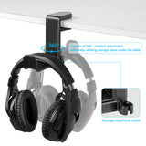 Geekria Gaming Headset Headphone Hook Stand, Under-Desk Headphone Stand Mount Holder with 360° Rotation Adjustable, Compatible with Bose, Sony, AKG, Sennheiser, JBL, B&O, Beats, ATH (Black)
