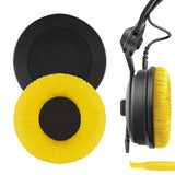 Geekria QuickFit Leatherette Replacement Ear Pads for Sennheiser HD25, HD25-II, HD25SP, HD25SP-II, Limited 75th Anniversary Edition Headphones, Ear Cushions with Video Guide (Yellow)