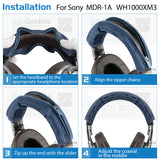 Geekria Knit Fabric Headband Cover Compatible with Sony WH1000XM6, WH1000XM5, MDR1000X, WHCH700N, ATH-M50x Headphones, Replacement Repair Part, Easy DIY Installation (Blue)
