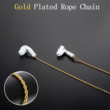 Geekria Wireless Earphone Magnetic Anti-Lost Strap Accessories, Super Tape, Sports Braided Neck Strap, Lanyard, Holder for Around Neck, Compatible with Airpods Pro 1st 2nd, AirPods Pro (Gold)