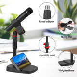 Geekria for Creators Telescoping Tabletop Microphone Stand Compatible with Shure SM57-LC, Sm58, SM48S-LC, SM58LC, SM48S-LC, PGA48, PGA58-LC, BETA 58A Adjustable Desk Mic Holder with Weighted Base